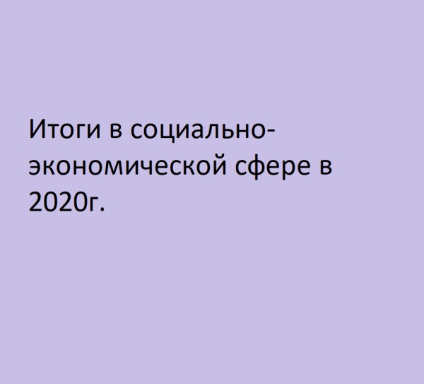 Итоги в социально – экономической сфере в 2020 г.